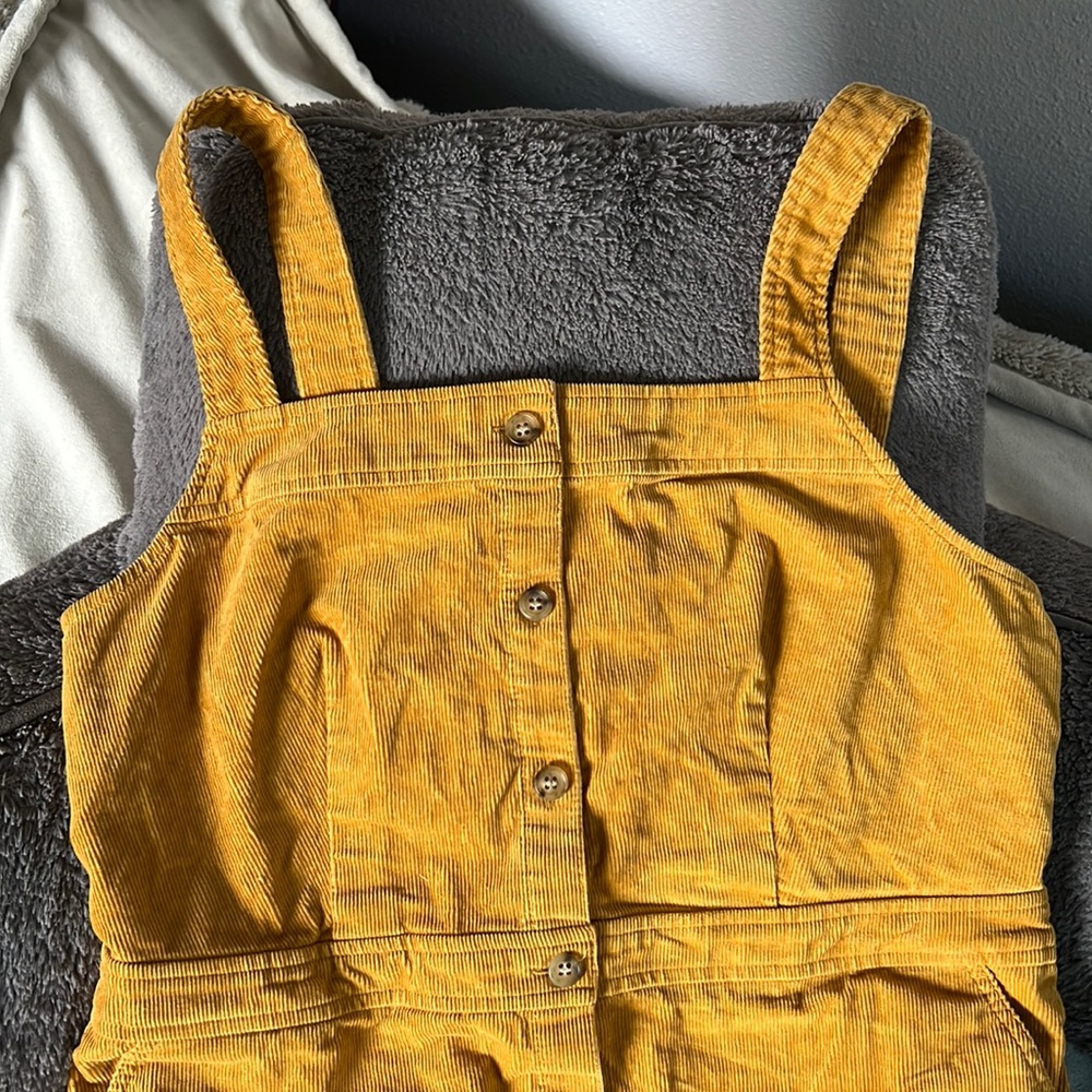 Yellow J. Crew Corduroy Overall Dress with Pockets